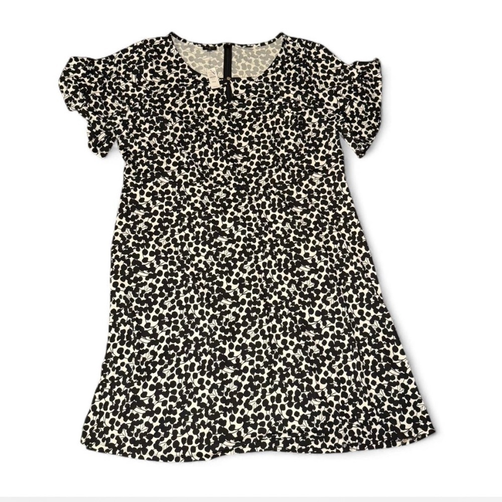 Talbots Black and White A-line Midi Dress with Flutter Sleeves - Picture 5 of 5